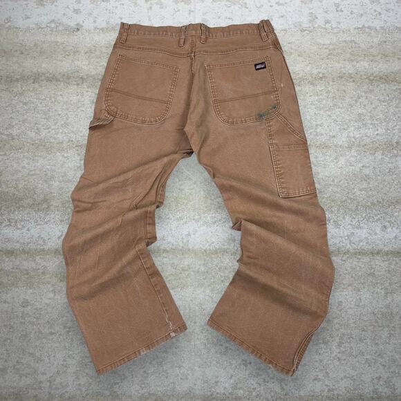 Vintage 90s Dickies Carpenter Pants 34x30 Baggy Camel Tan Canvas Dungarees